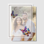 Butterfly paarse blauw sinaasappel save the date vellum uitnodigingen (Offset (Koppel))