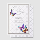 Butterfly paarse blauw sinaasappel save the date vellum uitnodigingen (Offset (Uitnodiging))