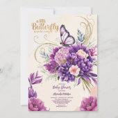 Butterfly Paarse Bloemen Roze Meisje Baby shower Kaart (Voorkant)