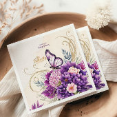 Butterfly Paarse Bloemen Roze Meisje Way Baby show Servet