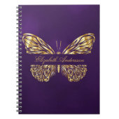 Butterfly paarse gouden elegante naam notitieboek (Voorkant)