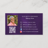 Butterfly paarse gouden QR code foto Visitekaartje (Achterkant)