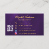 Butterfly paarse gouden QR code social media Visitekaartje (Achterkant)