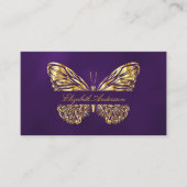 Butterfly paarse gouden QR code social media Visitekaartje (Voorkant)