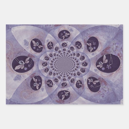 Butterfly Paarse  Hippie Boho Inpakpapier Vel (Voorkant 3)