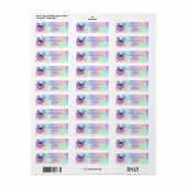 Butterfly paarse holografisch retouradres etiket (Full Sheet)