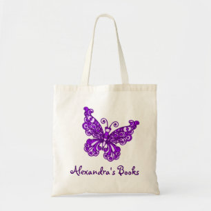 Butterfly paarse kinderen, bibliotheekcanvas tas g