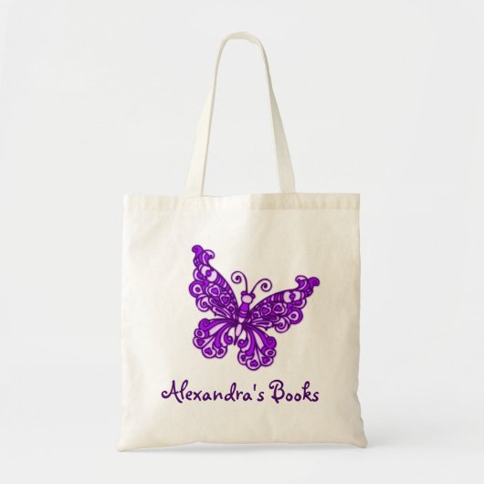 Butterfly paarse kinderen, bibliotheekcanvas tas g (Voorkant)