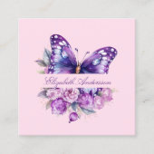 Butterfly paarse roze bloemen QR code social media Vierkante Visitekaartje (Voorkant)