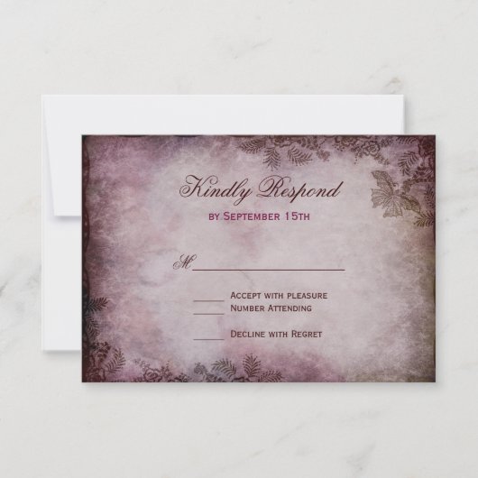  Butterfly Paarse Rustic Wedding RSVP-kaarten RSVP Kaartje (Voorkant)