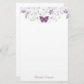 Butterfly Paarse Whimsy - Aangepaste schrijfbenodi Briefpapier (Voorkant / Achterkant)