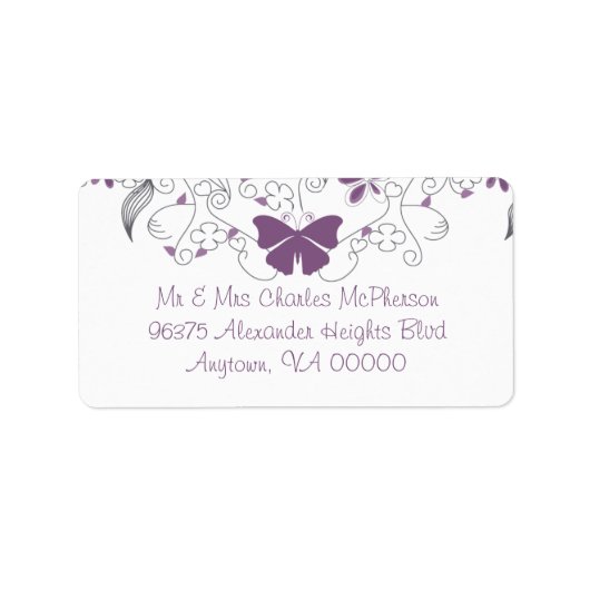 Butterfly Paarse Whimsy RSVP Adresetiketten Etiket (Voorkant)