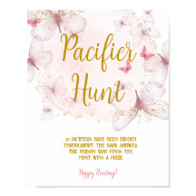 Butterfly Pacifier Hunt Game Sign