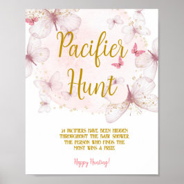 Butterfly Pacifier Hunt Game Sign Poster