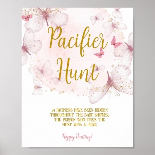 Butterfly Pacifier Hunt Game Sign Poster (Voorkant)