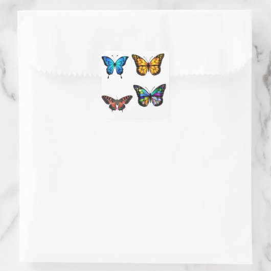 butterfly pack vierkante sticker (Tas)
