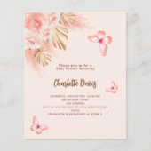 Butterfly pampas budget Baby shower uitnodiging (Voorkant)