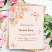 Butterfly pampas budget Baby shower uitnodiging