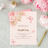Butterfly pampas budget Baby shower uitnodiging