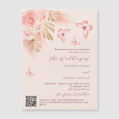 Butterfly pampas gras roos QR RSVP luxe bruiloft Magnetische Uitnodiging (Voorkant)