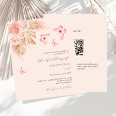 Butterfly pampas QR RSVP budget bruiloft uitnodigi