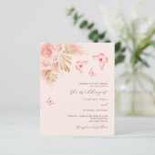 Butterfly pampas QR RSVP budget bruiloft uitnodigi (Staand voorkant)