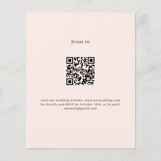 Butterfly pampas QR RSVP budget bruiloft uitnodigi (Achterkant)