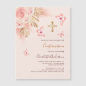 Butterfly pampas roos perzik luxe Bevestiging Magnetische Uitnodiging (Voorkant)