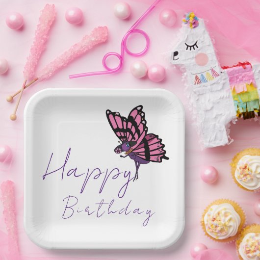 Butterfly Papieren Bordje (Feest)