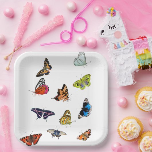 Butterfly Papieren Bordje (Feest)