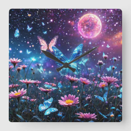 Butterfly Paradise Vierkante Klok