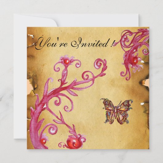 BUTTERFLY PARCHMENT Elegant Wedparty Gold Kaart (Voorkant)