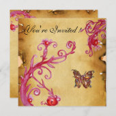 BUTTERFLY PARCHMENT Elegant Wedparty Gold Kaart (Voorkant / Achterkant)