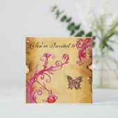 BUTTERFLY PARCHMENT Elegant Wedparty Gold Kaart (Staand voorkant)