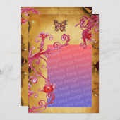 BUTTERFLY PARCHY Fotosjabloon bruin rood Kaart (Voorkant / Achterkant)