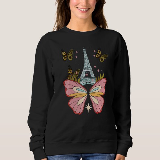 Butterfly Paris Night Sky Eiffel Tower Love French Trui (Voorkant)