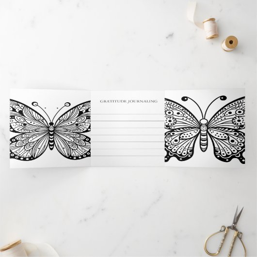 Butterfly Party Favor Kleuren en Journaling Drieluik Uitnodiging (Binnen)