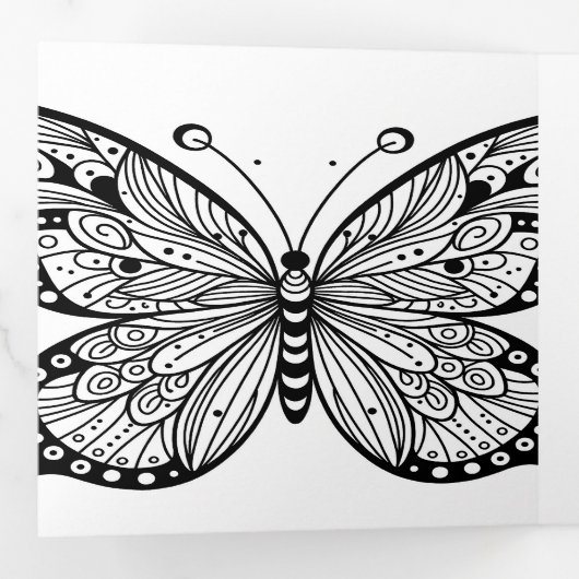 Butterfly Party Favor Kleuren en Journaling Drieluik Uitnodiging (Binnenzijde eerst)