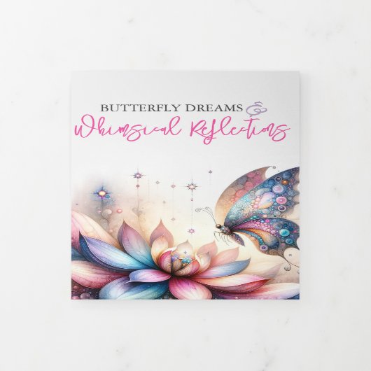 Butterfly Party Favor Kleuren en Journaling Drieluik Uitnodiging (Cover)