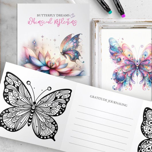 Butterfly Party Favor Kleuren en Journaling Drieluik Uitnodiging