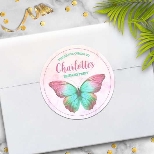 Butterfly Party Favoriet Dank u Stickers