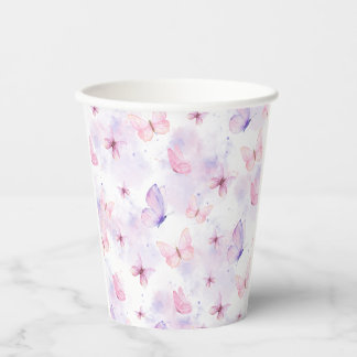 Butterfly Party Paper Cups Purple and Pink Papieren Bekers