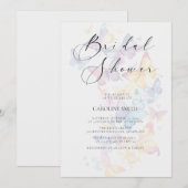Butterfly Pastel Bridal Shower Invitation Kaart (Voorkant / Achterkant)
