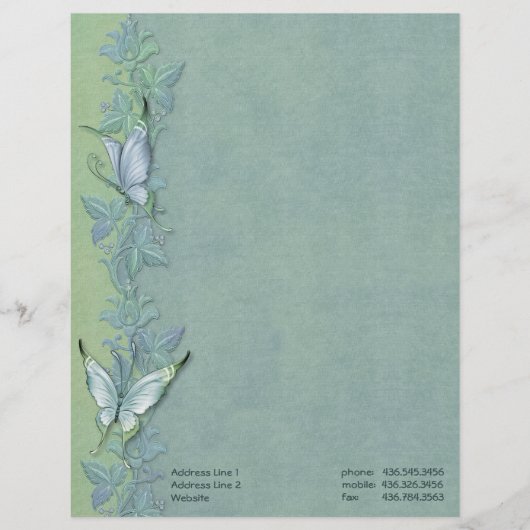 Butterfly Pastel Floral - Aanpassen Briefhoofd (Voorkant)