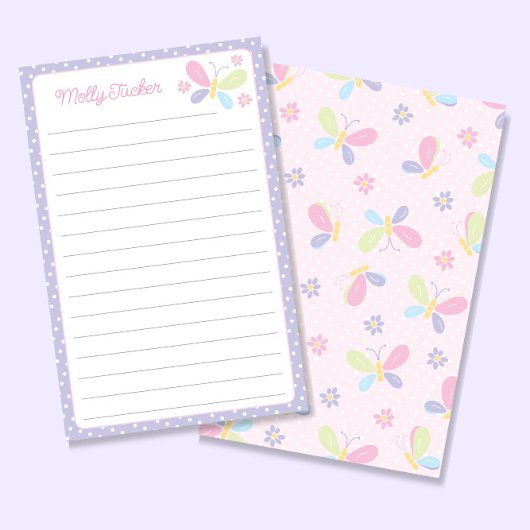 Butterfly Pastel Kinder Lined Letter Schrijfpapier