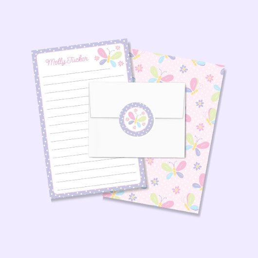 Butterfly Pastel Kinder Lined Letter Schrijfpapier