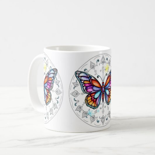 Butterfly Pastel Koffiemok (Voorkant links)