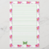 Butterfly Pastel Roze Waterverf Bloemen Vol Briefpapier (Voorkant)