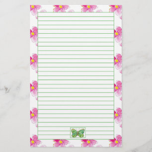 Butterfly Pastel Roze Waterverf Bloemen Vol Briefpapier