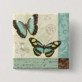 Butterfly-patchwork Vierkante Button 5,1 Cm (Voorkant)